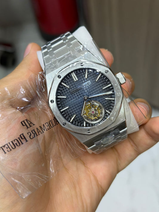 Royal Oak Flying Tourbillon — close view of the tourbillon cage and tapisserie dial