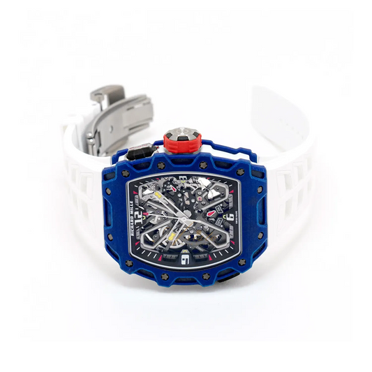 RM35-03 Rafael Nadal blue quartz — skeleton dial and hands close-up