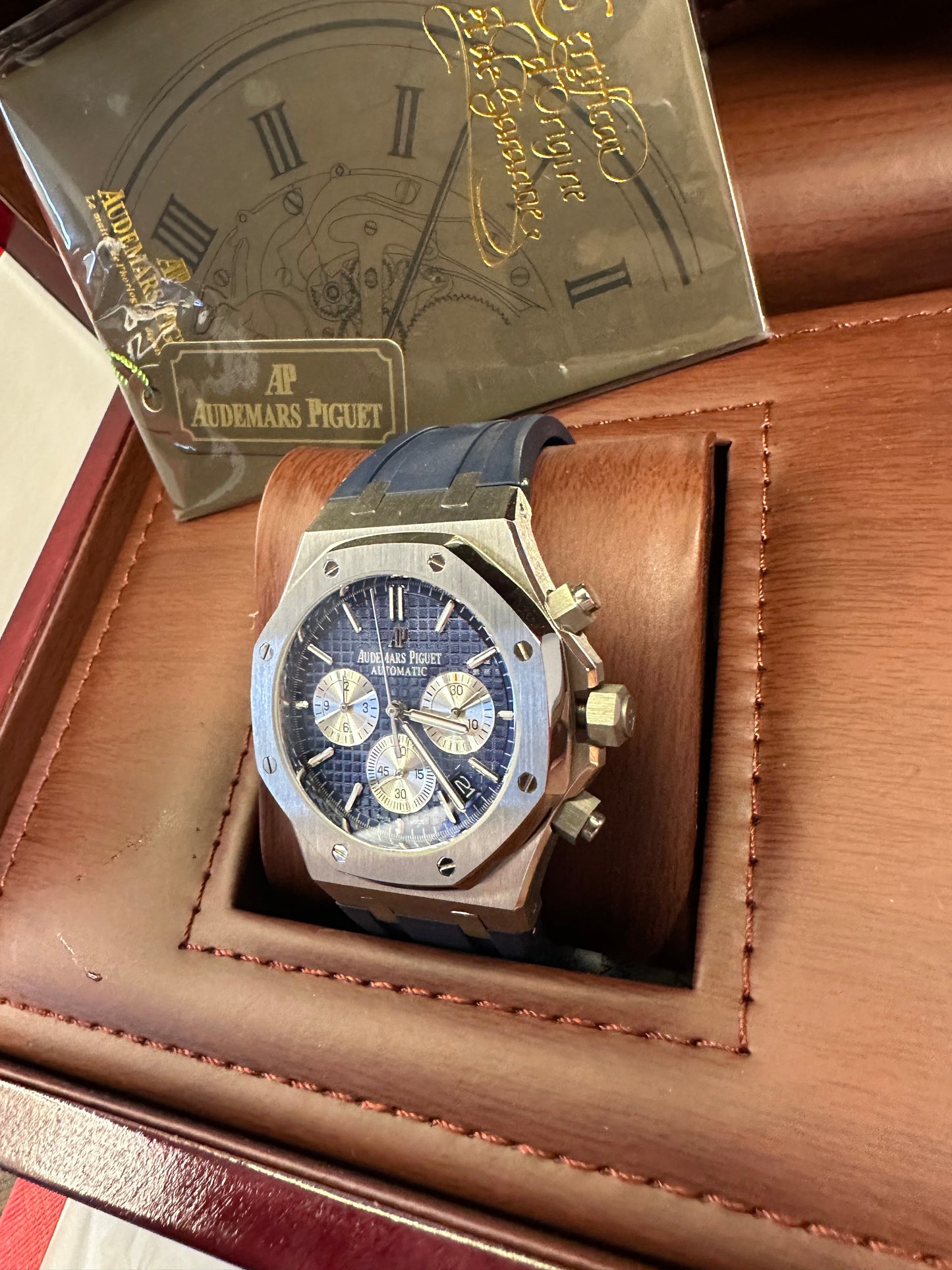 Audemars piguet - royal oak chronograph - with a blue rubber strap