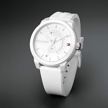 Tommy Hilfiger white watch — silicone strap detail