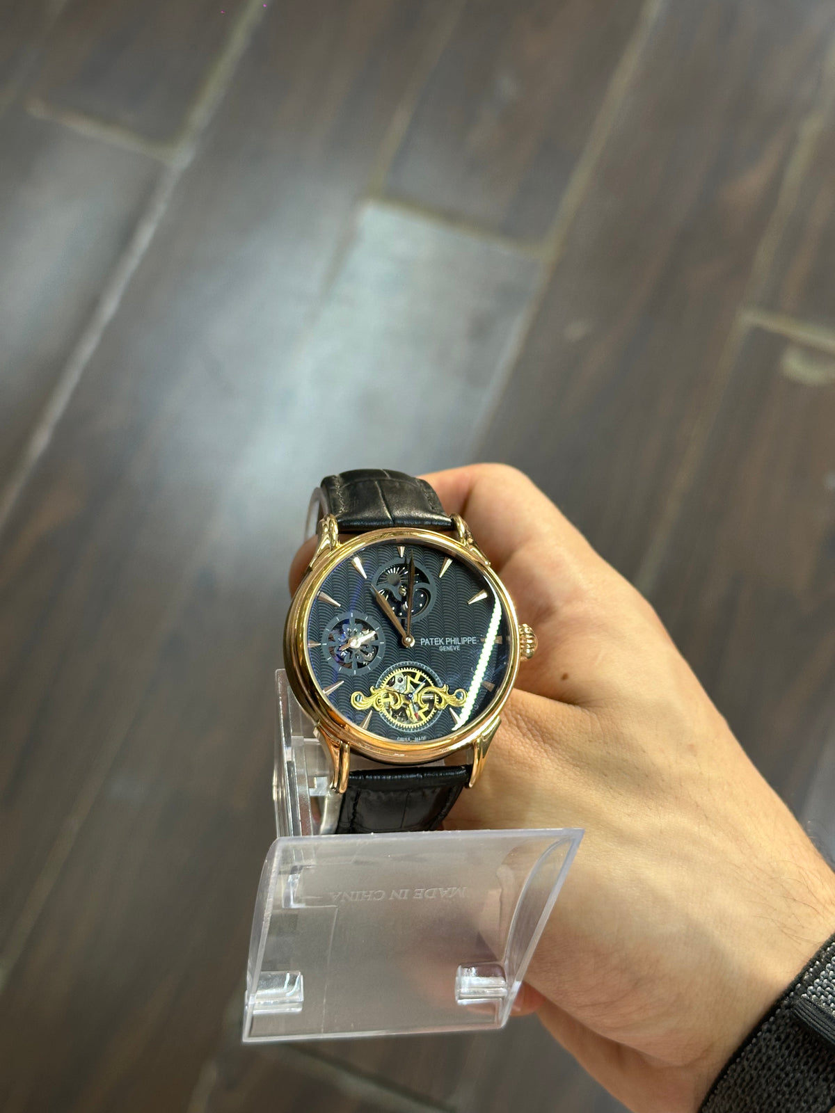 Patek Philippe Men’s Rose Gold Brown Dial Open-Heart Watch