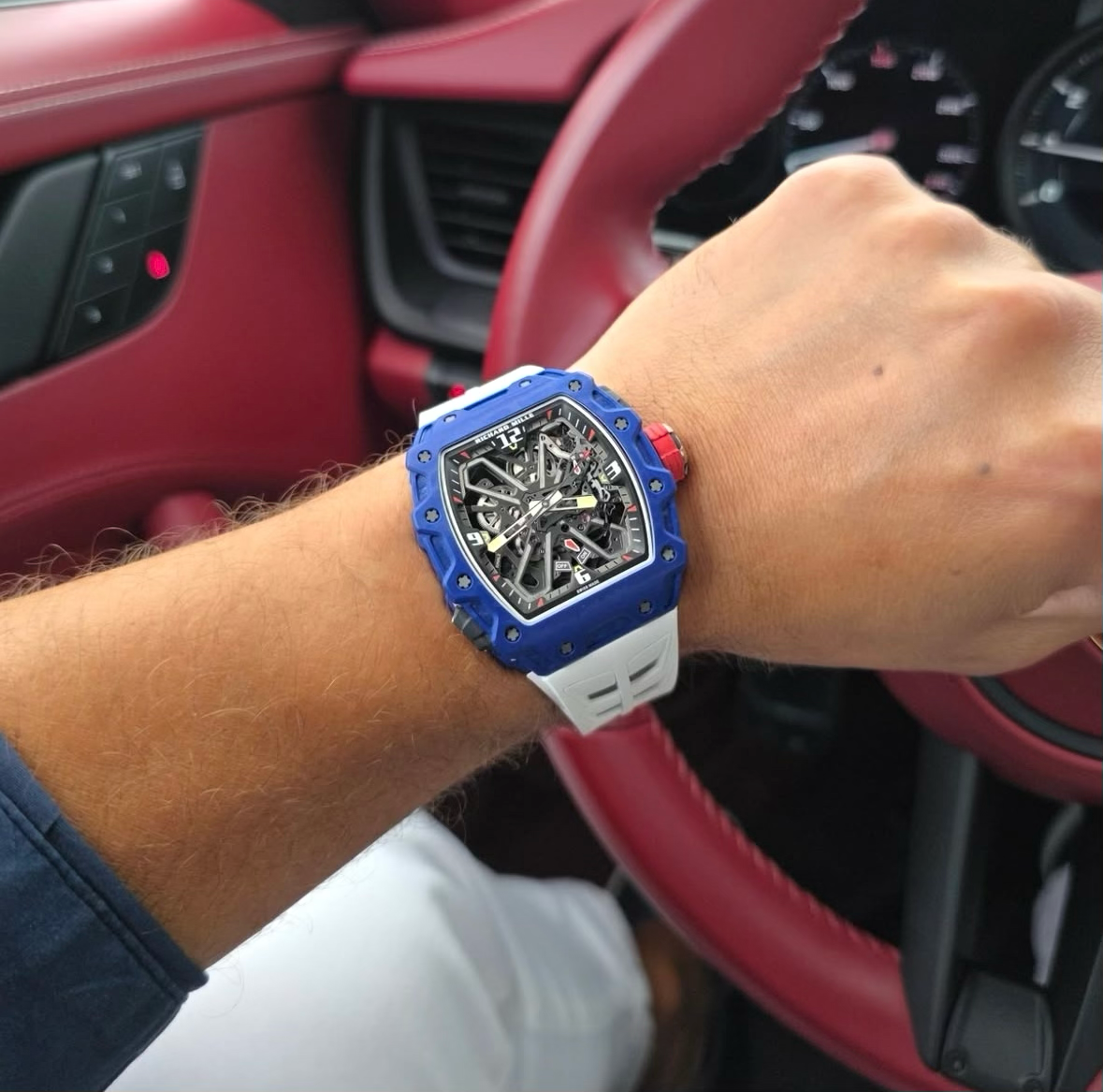 RM35-03 Rafael Nadal blue quartz — rubber strap detail