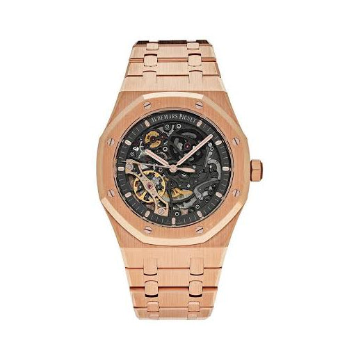 Royal Oak Openworked — rose gold case, skeleton dial, front view