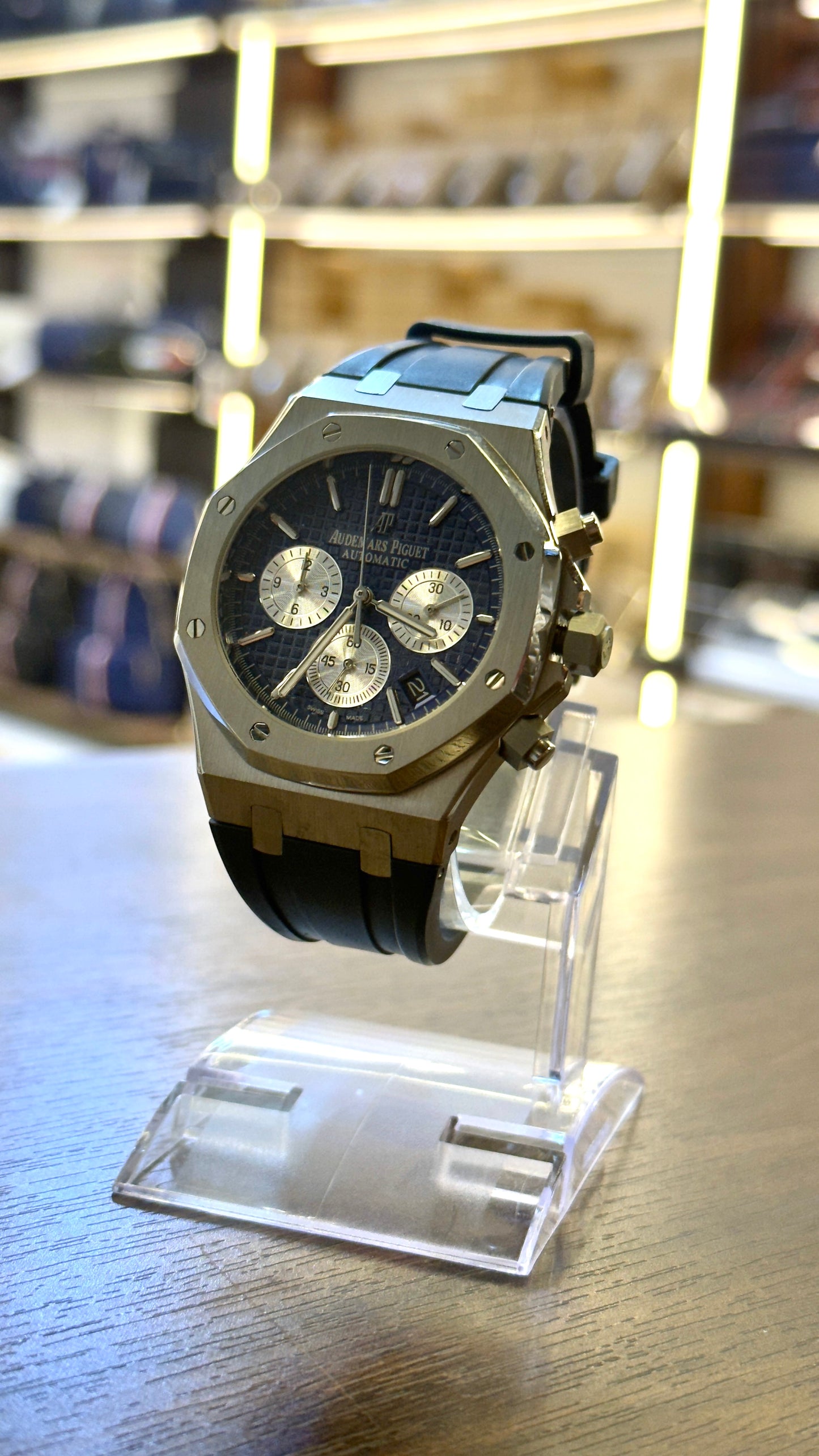 Audemars piguet - royal oak chronograph - with a blue rubber strap