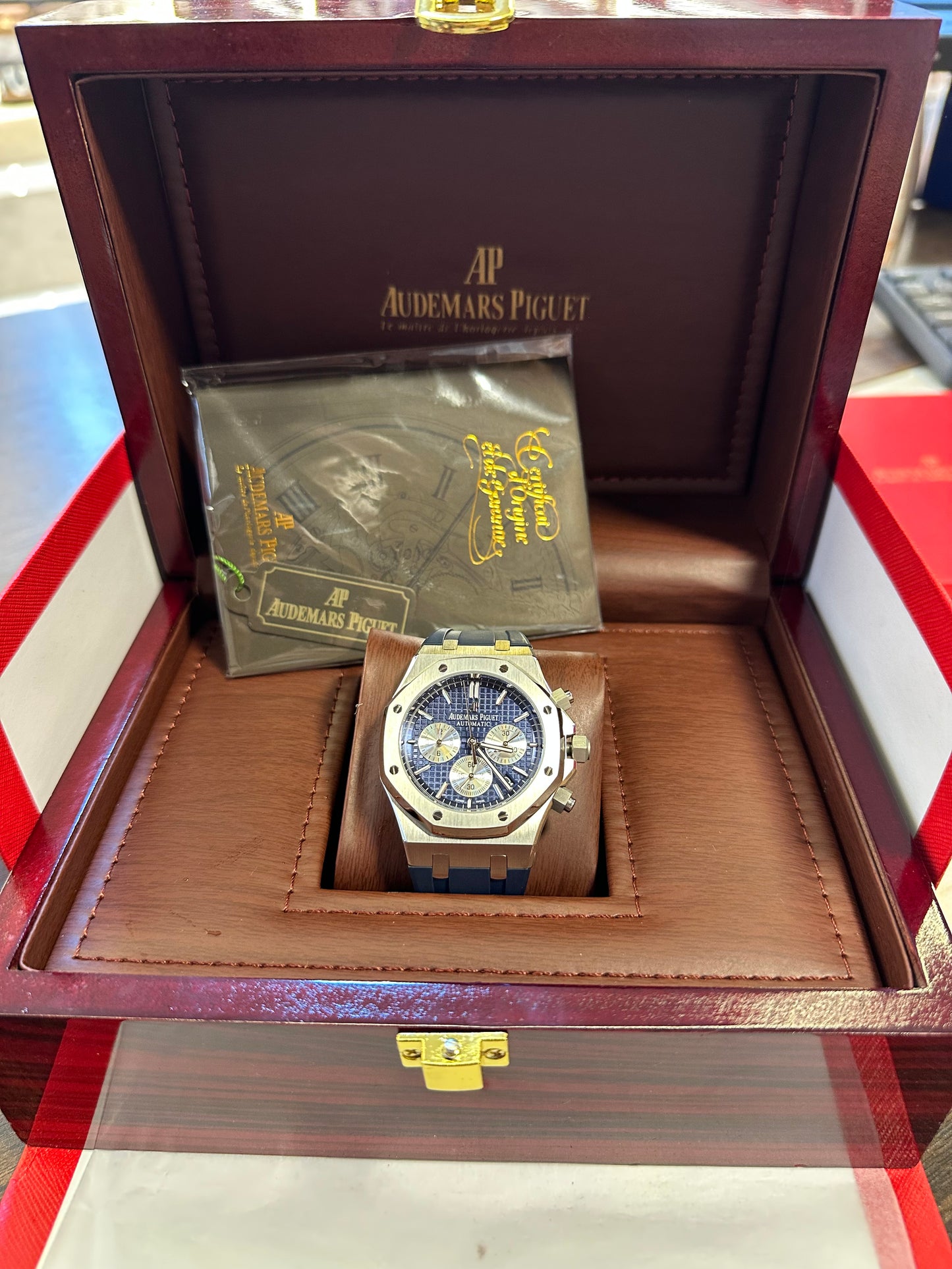 Audemars piguet - royal oak chronograph - with a blue rubber strap