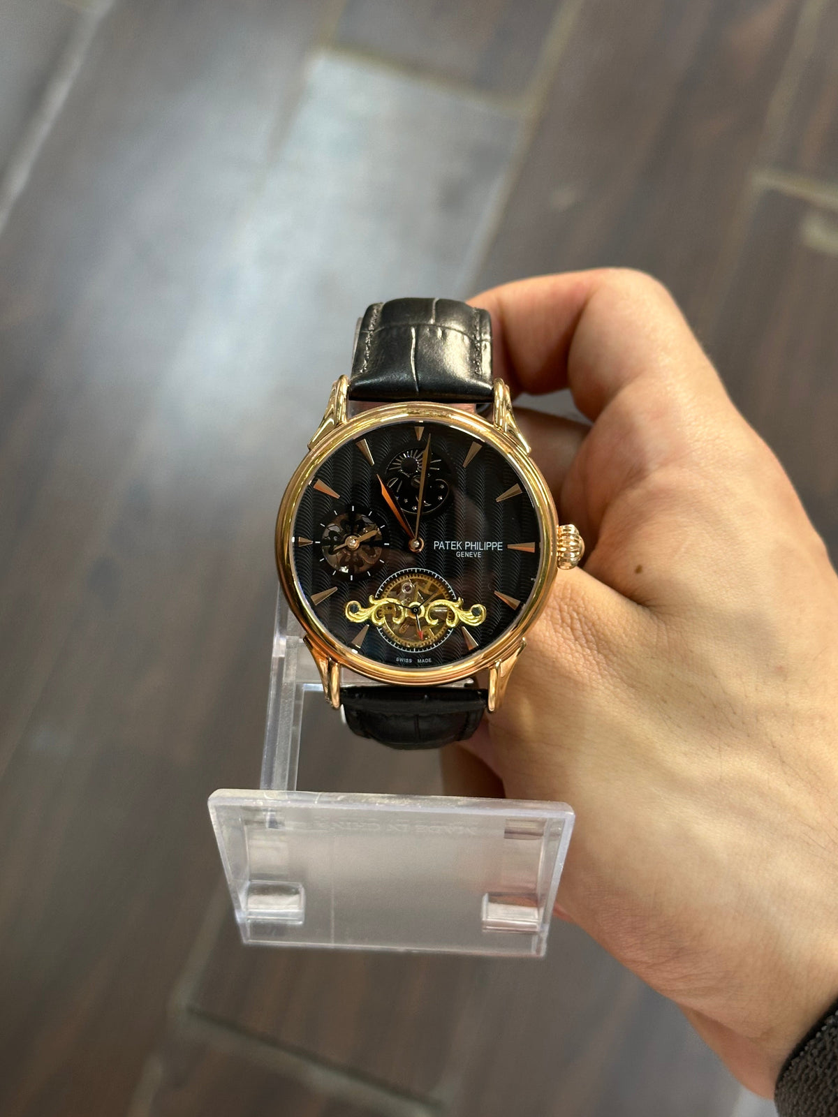 Patek Philippe Men’s Rose Gold Brown Dial Open-Heart Watch