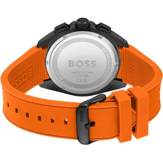 Hugo Boss watch with orange strap — orange strap detail