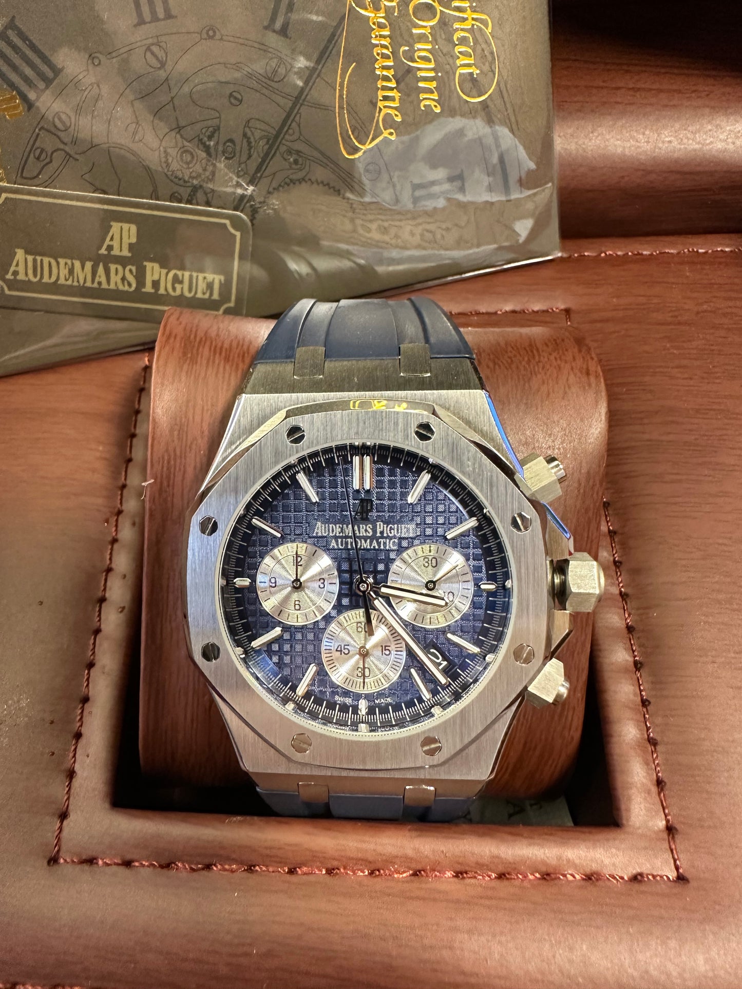 Audemars piguet - royal oak chronograph - with a blue rubber strap