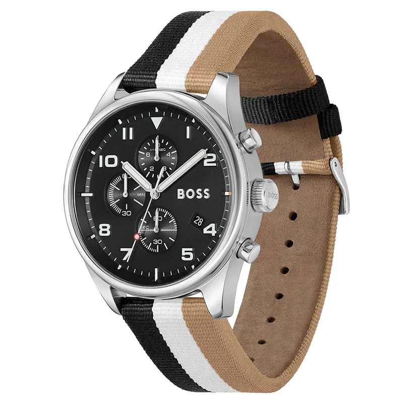 Hugo Boss men's watch — dial and hands close-up