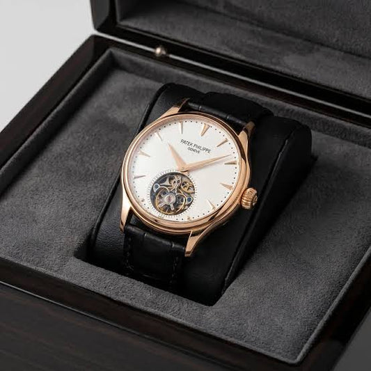 Tourbillon, rose gold — dial and tourbillon cage close-up