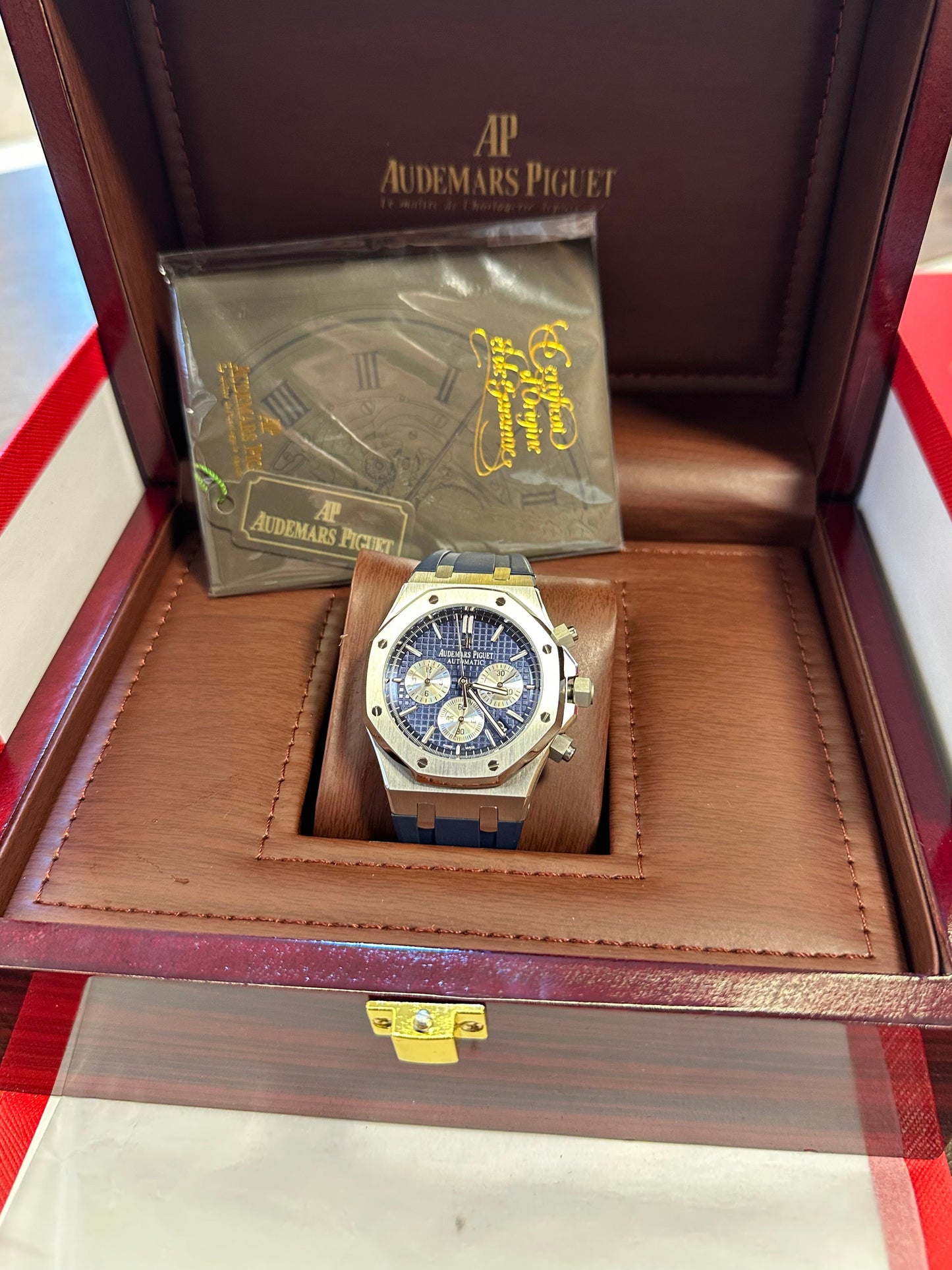 Audemars piguet - royal oak chronograph - with a blue rubber strap