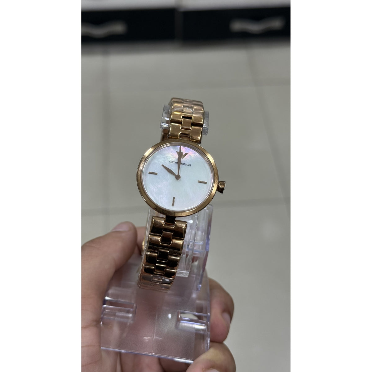 Real photo of the AR11236 - full view with the rose gold bracelet