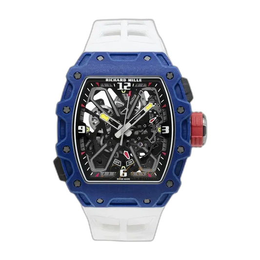 RM35-03 Rafael Nadal — blue quartz TPT case, skeleton dial, front view