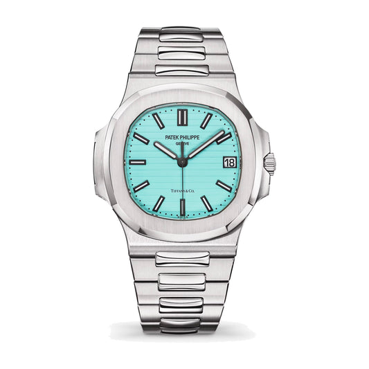 Nautilus with Tiffany & Co. blue dial — front view
