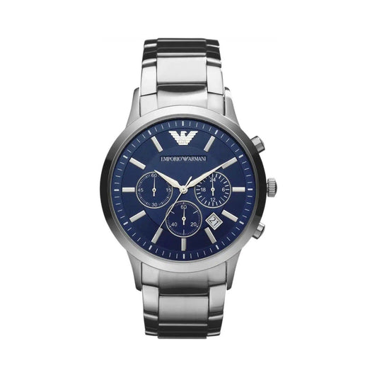 Emporio Armani AR2448 — steel case, blue chronograph dial, front view