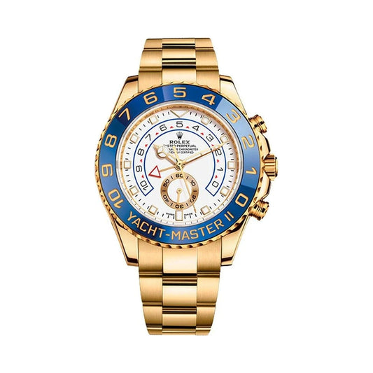 Yacht-Master II — gold case, regatta chronograph dial, front view