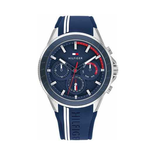 Tommy Hilfiger multifunction watch — navy dial, front view